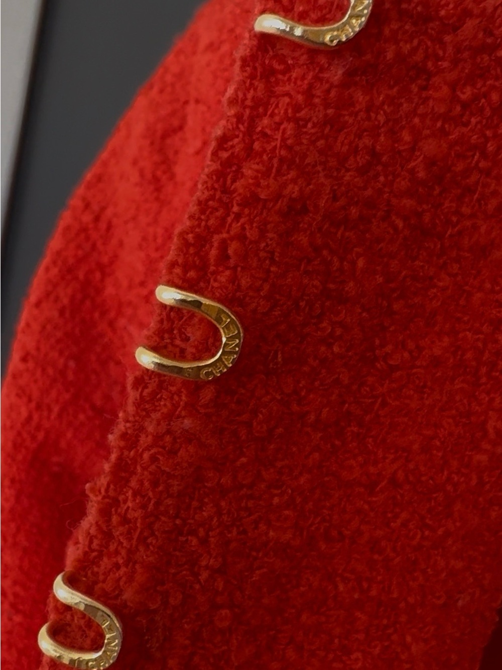 Vintage CHANEL 1996 Orange Tweed Blazer with Gold Buttons - Picture 7 of 16